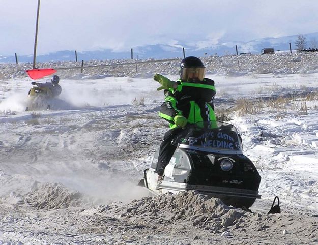 Tossing the flag. Photo by Pinedale Online.