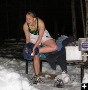 Kim laughs after her plunge. Photo by Pinedale Online.