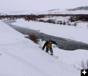 Snowboarding the Green. Photo by Dawn Ballou, Pinedale Online.