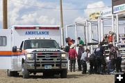 EMTs help Dyson Smith. Photo by Dawn Ballou, Pinedale Online.