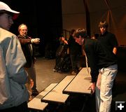 Setting up for bands. Photo by Pam McCulloch, Pinedale Online.