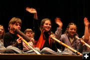 Waving to the audience. Photo by Pam McCulloch, Pinedale Online.