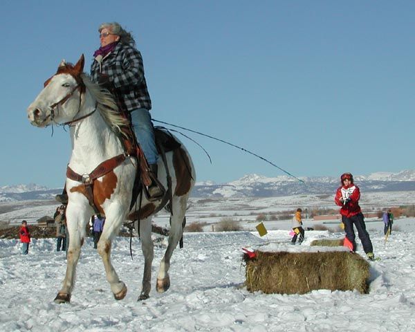 Julie Ski Joring. Photo by Clint Gilchrist, Pinedale Online.