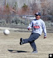 Kick the ball. Photo by Dawn Ballou, Pinedale Online.