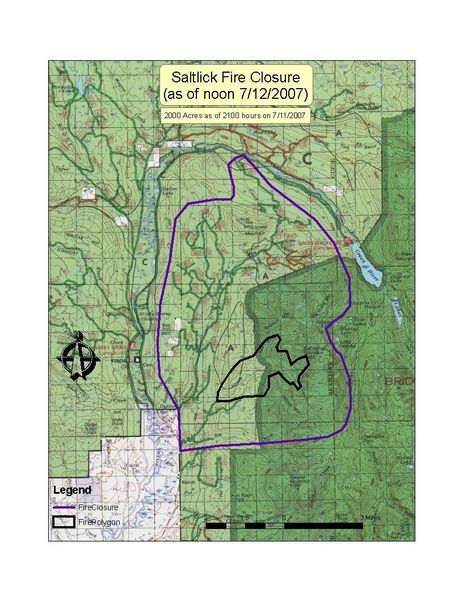 Salt Lick Fire Map. Photo by Bridger-Teton National Forest.