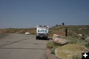 Ambulance on standby. Photo by Dawn Ballou, Pinedale Online.