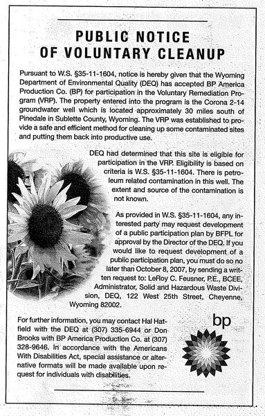 BP Public Notice ad. Photo by .