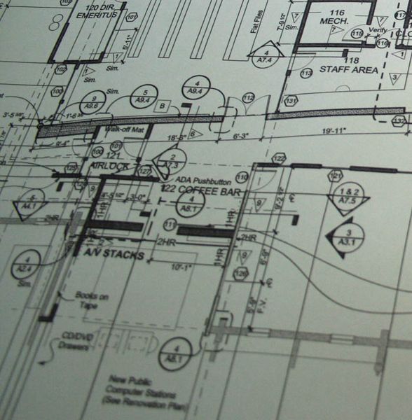 Floor plan of entrance area. Photo by Sublette County Library.