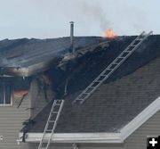 Fire in attic. Photo by Clint Gilchrist, Pinedale Online.