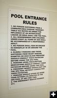 Posted Pool Rules. Photo by Pam McCulloch.