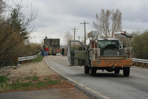 Accident site. Photo by Dawn Ballou, Pinedale Online.