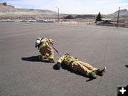 Dragging out a victim. Photo by Sublette County Fire Board.