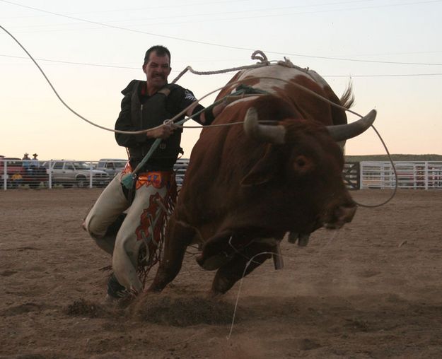 Martin Goens stuck hand. Photo by Dawn Ballou, Pinedale Online.