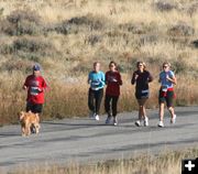 Walking the dog. Photo by Dawn Ballou, Pinedale Online.