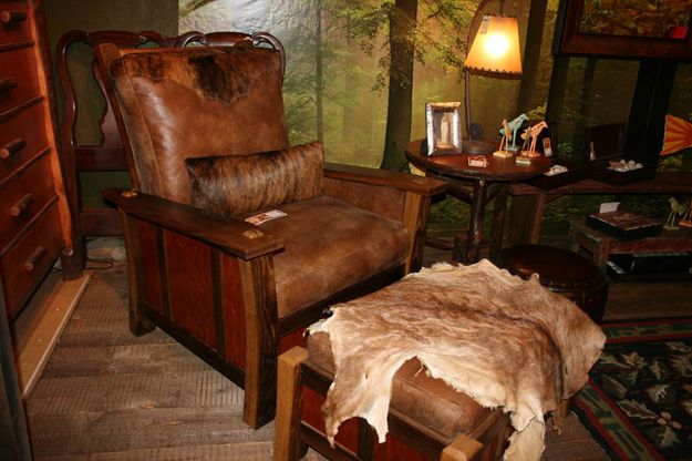 Leather Chair & Footstool. Photo by Dawn Ballou, Pinedale Online.