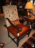 Leather & Wood Chair. Photo by Dawn Ballou, Pinedale Online.