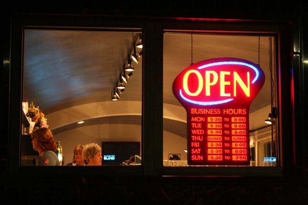 Open Sign. Photo by Dawn Ballou, Pinedale Online.