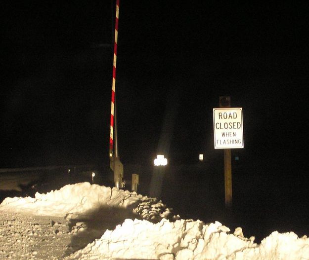 Road closure gate. Photo by Bob Rule, KPIN 101.1 FM radio.