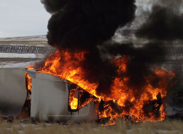 Burning truck. Photo by Madison Belus.