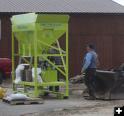 Sand bag filling machine. Photo by Bill Winney.