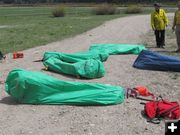  Deploying fire shelters. Photo by T.J. Hunt.