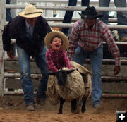 Mutton Bustin. Photo by Clint Gilchrist, Pinedale Online.