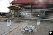 Homestead House and antler pile. Photo by Dawn Ballou, Pinedale Online.