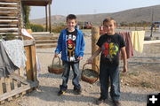 Bringing in the eggs. Photo by Dawn Ballou, Pinedale Online.