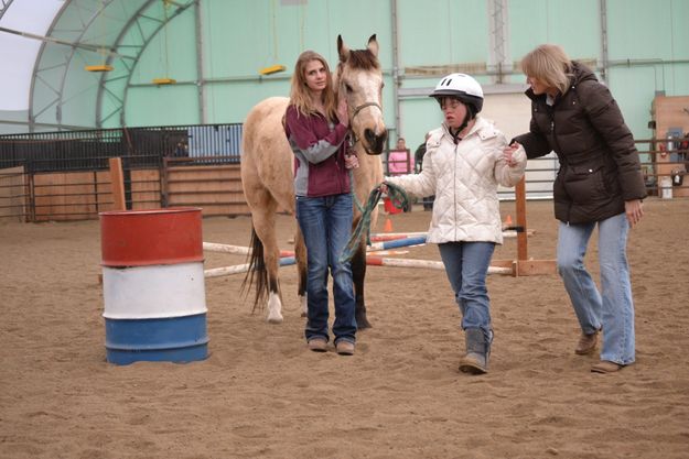 Starting around the barrel. Photo by M.E.S.A. Therapeutic Horsemanship.