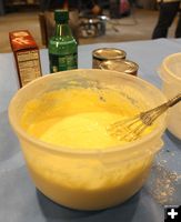 Mixing Cornbread batter. Photo by Dawn Ballou, Pinedale Online.