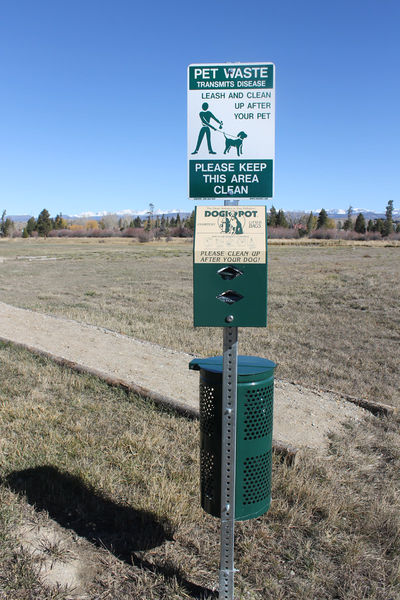 Dog waste station. Photo by Dawn Ballou, Pinedale Online.