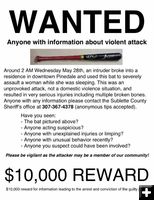 Reward. Photo by Sublette County Sheriff's Office.