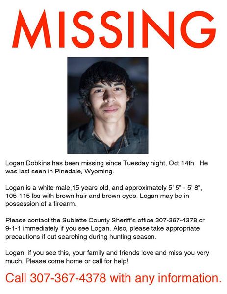 Missing Poster. Photo by Sublette County Sheriff's Office.