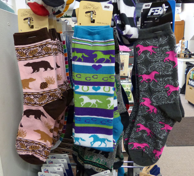 Decorative socks. Photo by Dawn Ballou, Pinedale Online.