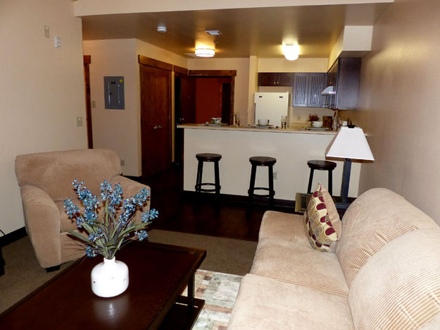 Living Room and Kitchen view. Photo by Dawn Ballou, Pinedale Online.