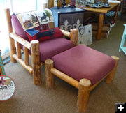 Log chair. Photo by Dawn Ballou, Pinedale Online.