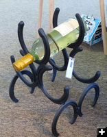Horseshoe wine rack. Photo by Dawn Ballou, Pinedale Online.