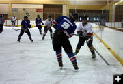 Stinson with puck. Photo by Nan Stinson.