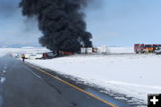 I-80 Pile-up west of Laramie. Photo by Wyoming Highway Patrol.