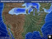Jet stream map June 22, 2015. Photo by National Weather Service - NOAA.