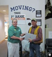 Laptop donation. Photo by Pinedale Lions Club.