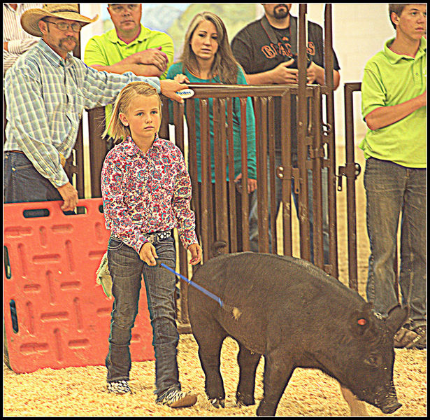 A Girl and Her Pig. Photo by Terry Allen.