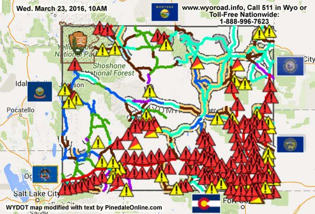 Wyoming roads March 23, 2016. Photo by Pinedale Online.