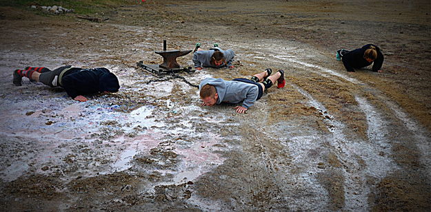 In the Mud and Spill. Photo by Terry Allen.