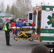 Ambulance arrives. Photo by Bob Rule, KPIN 101.1FM Radio.