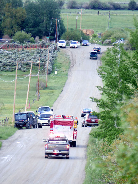 Trying to get to the fire. Photo by Dawn Ballou, Pinedale Online.