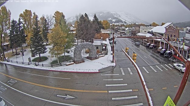 Jackson Hole Town Square. Photo by Jackson Hole webcam.