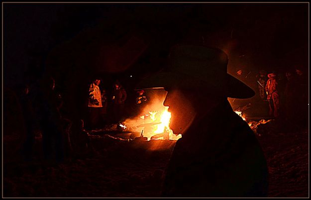 Your Host at the Nativity Fire. Photo by Terry Allen.