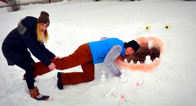 Jaycie, Emily and Snow Monster. Photo by Terry Allen.