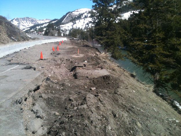Road damage. Photo by Bob Rule, KPIN 101.1 FM Radio.